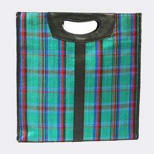 Raw silk handmade tote
